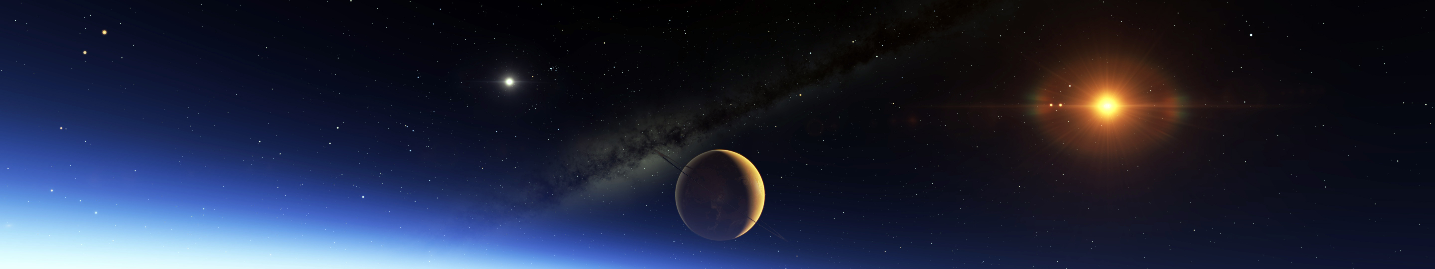 Wallpaper, 5760x1080 px, galaxy, planet, Space Engine, stars 5760x1080