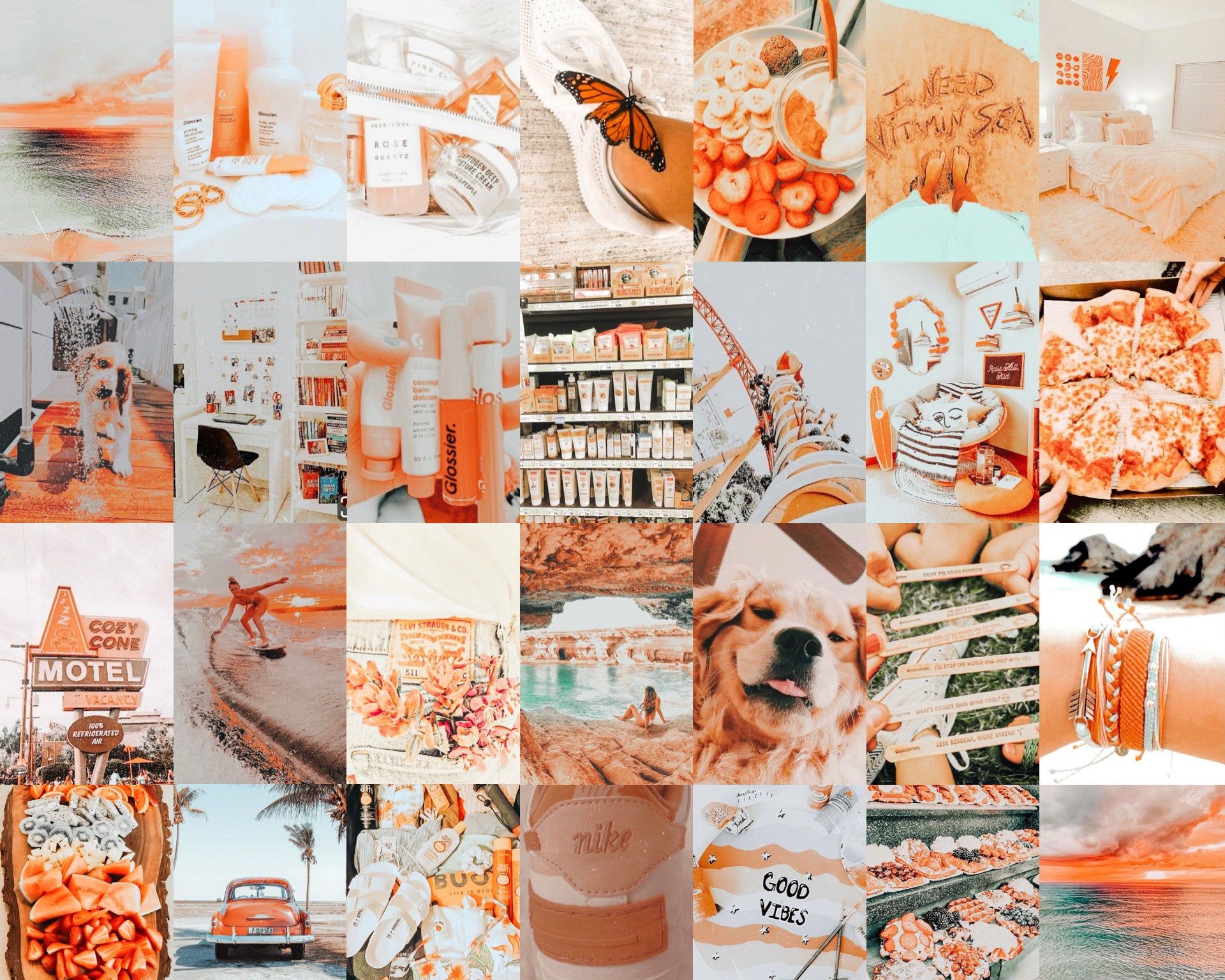 Orange Wall Collage Kit Beach Collage Kit Beachy Aesthetic. Wall collage, Beach wall collage, Orange walls