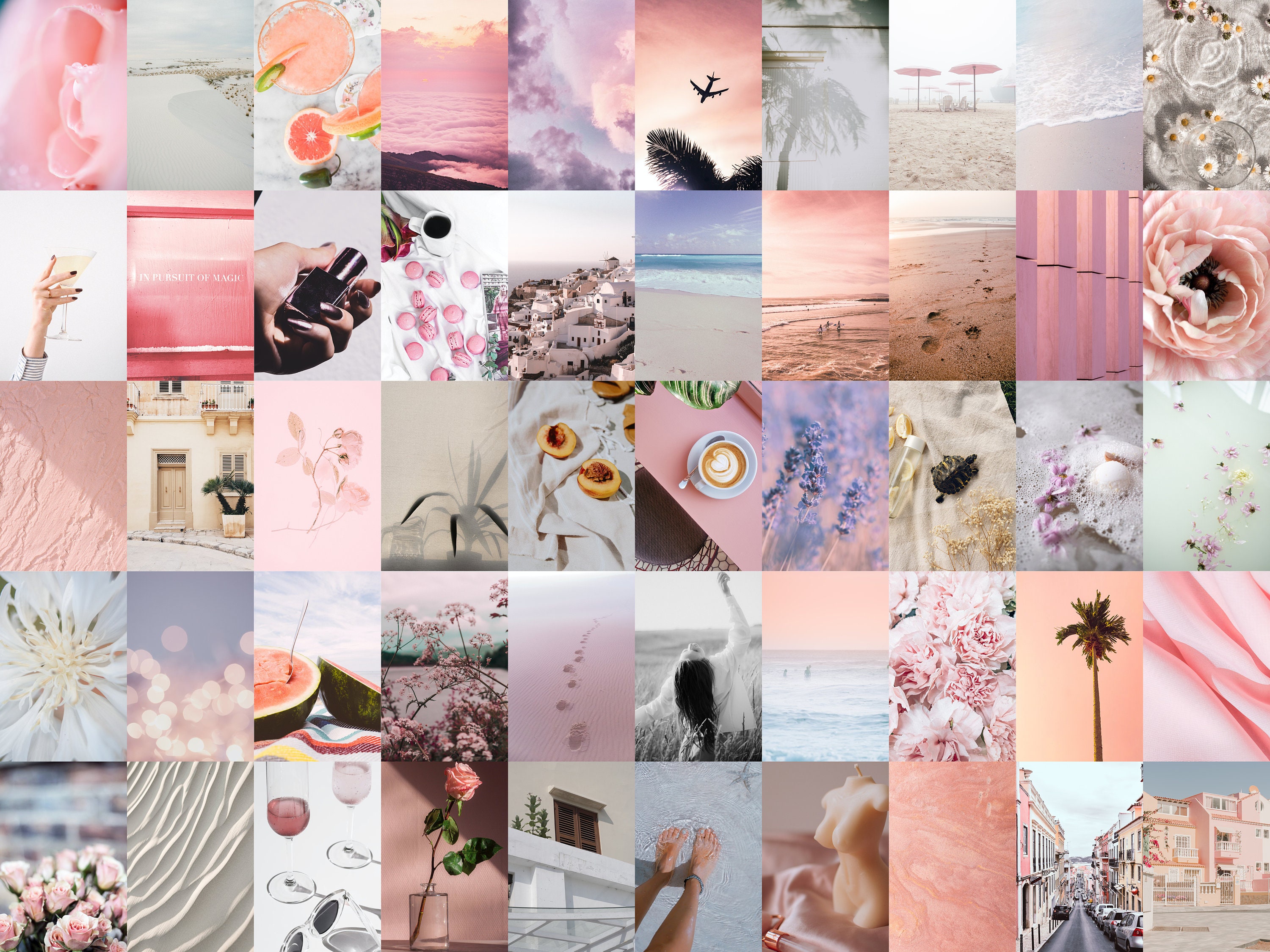 Pcs Blush Summer Aesthetic Collage Kit Printable Wall