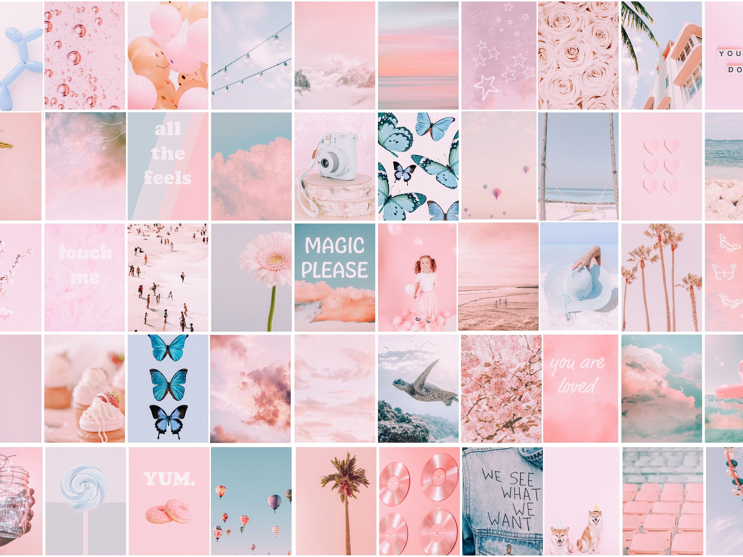 Pastel Wall Collage Kit Blue & Pink Photo Collage Kit Cloud