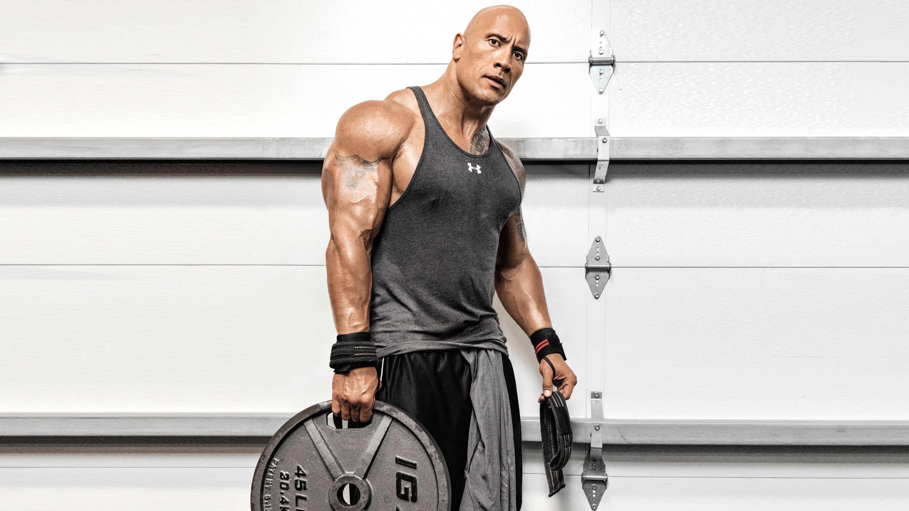Dwayne Johnson Wallpaper 4K, Bodybuilder, Workout