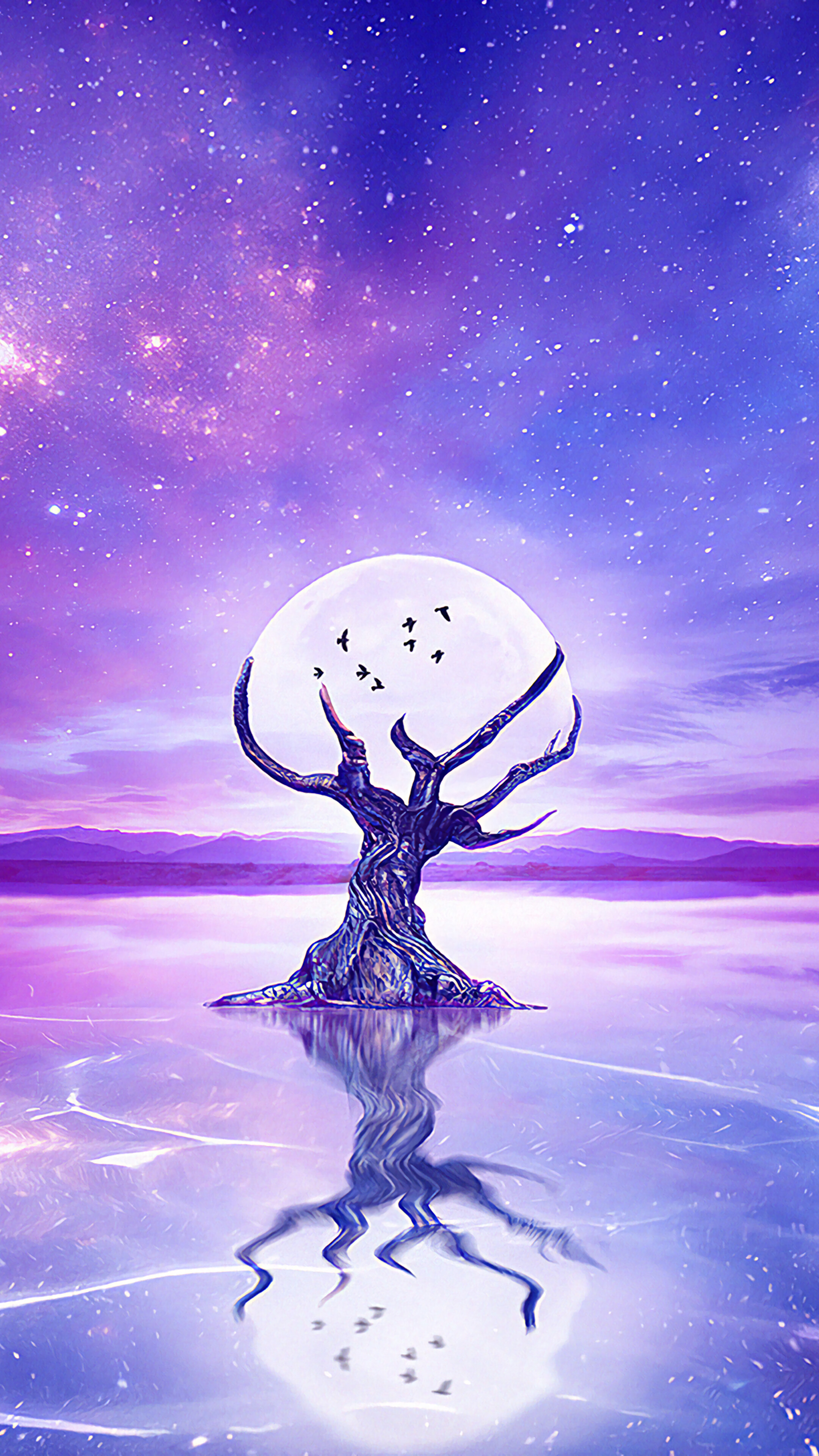Moon, Night, Sky, Landscape, Scenery, Digital Art, 4k Gallery HD Wallpaper