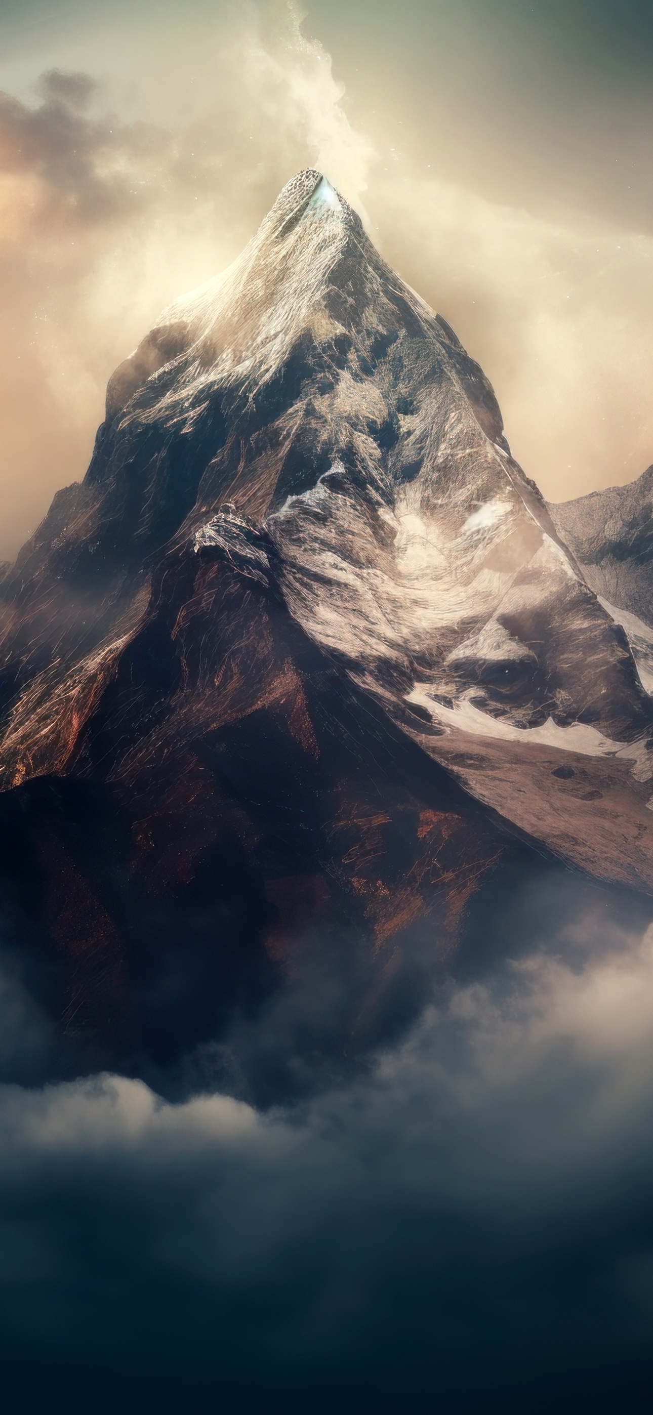 Mountain Peak Wallpaper 4K, Alps, Clouds, 5K, 8K, AI art