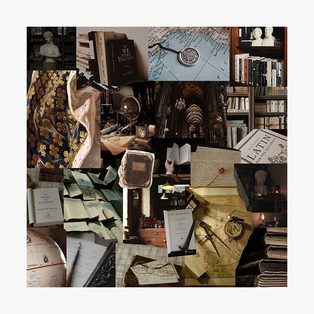 Dark Academia Aesthetic Collage Poster