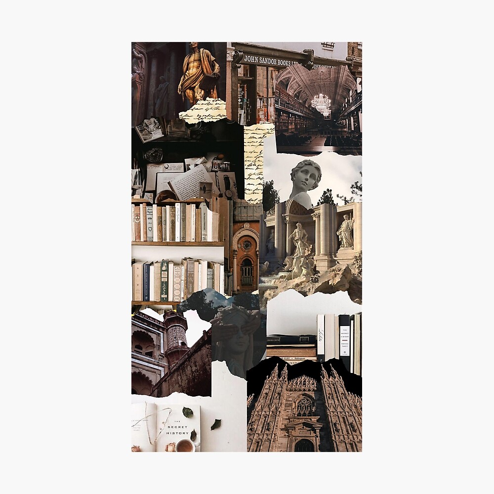 Dark Academia Brown Beige Aesthetic Collage Framed Art Print by Share Your Passion