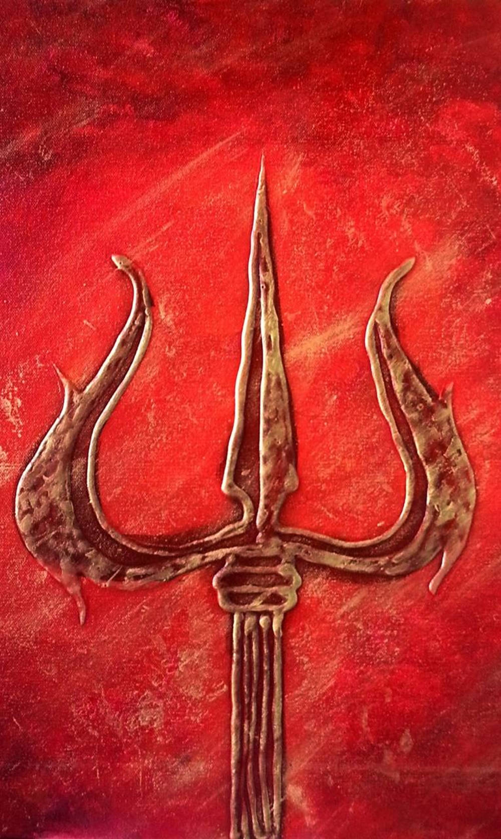 Download Red Embossed Trishul Wallpaper
