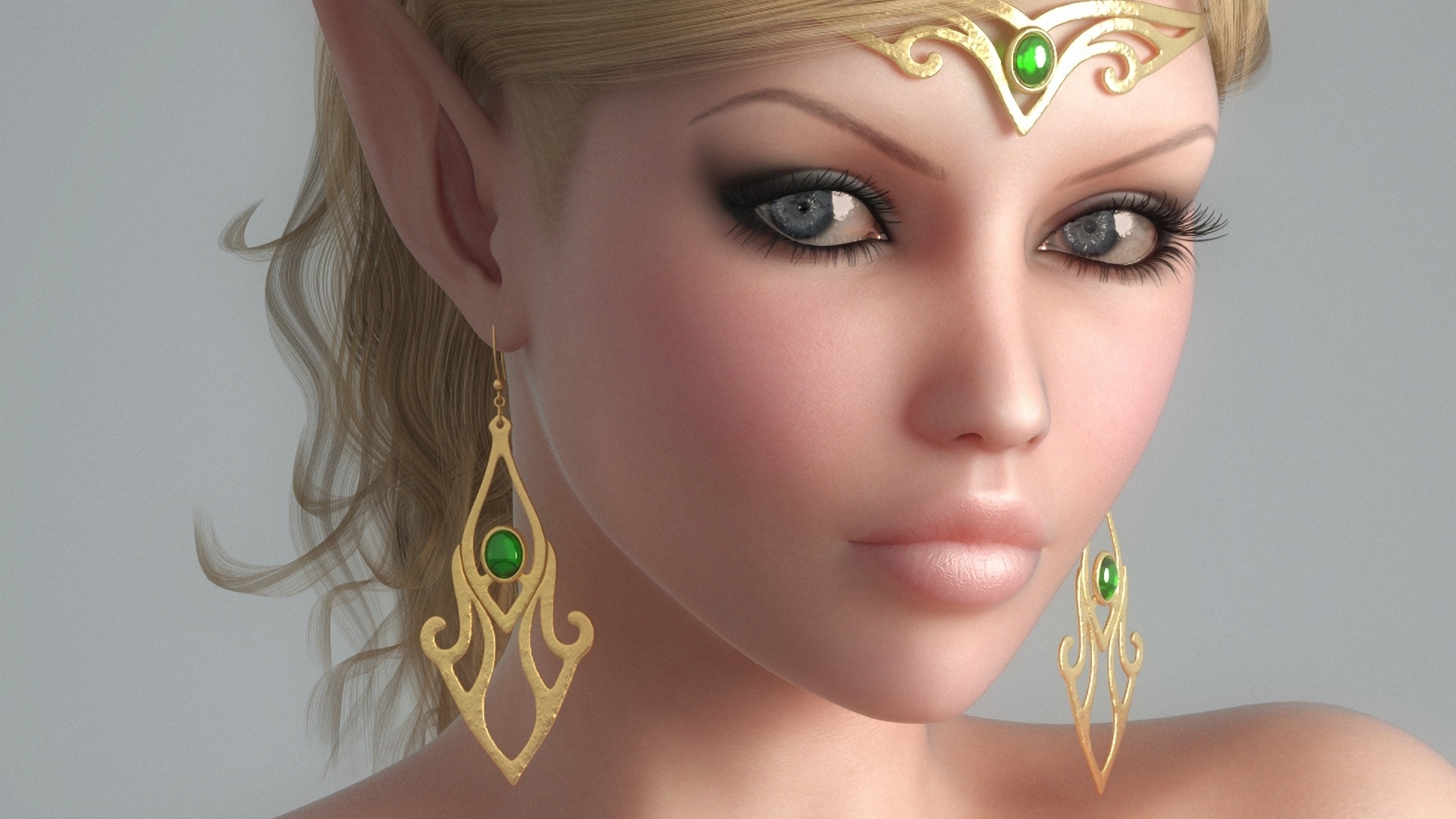 1920x1080 diadem, elf, jewelry, Girl, face, elf, ears