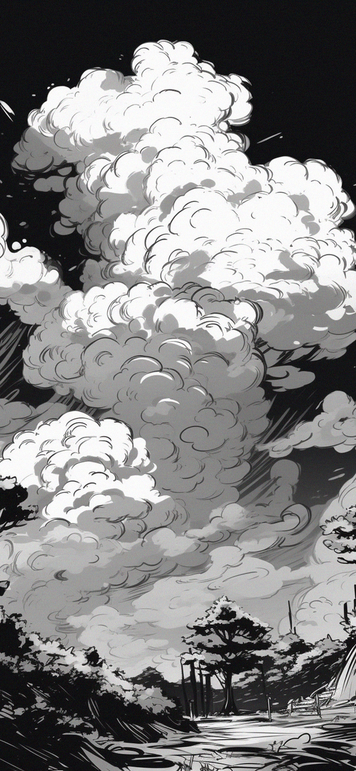 Clouds Black & White Wallpaper