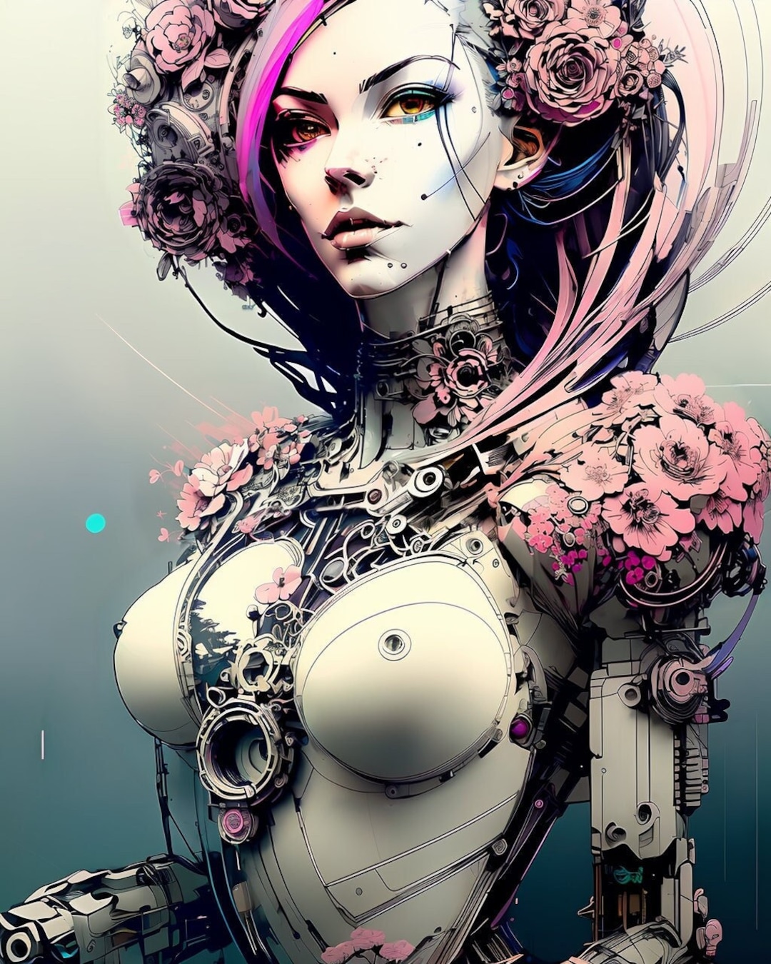 Digital Artwork Beautiful Female Robot Steampunk Prints