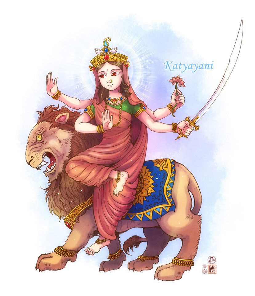 Katyayani mata. Durga painting, God illustrations, Navratri
