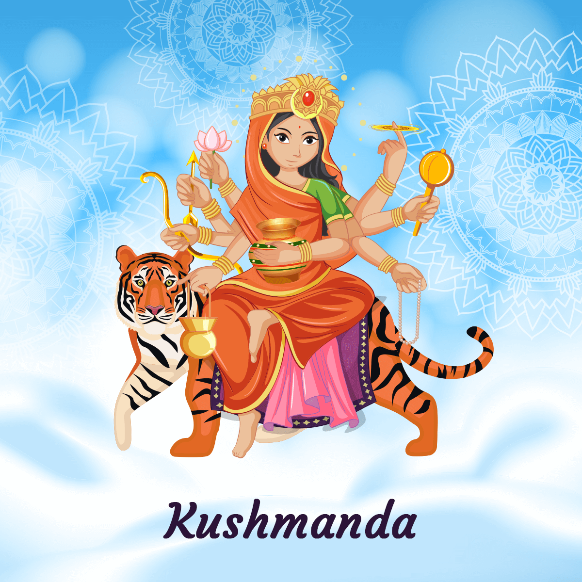Goddess Kushmanda Mata. Navratri devi image, Navratri image, Happy navratri image