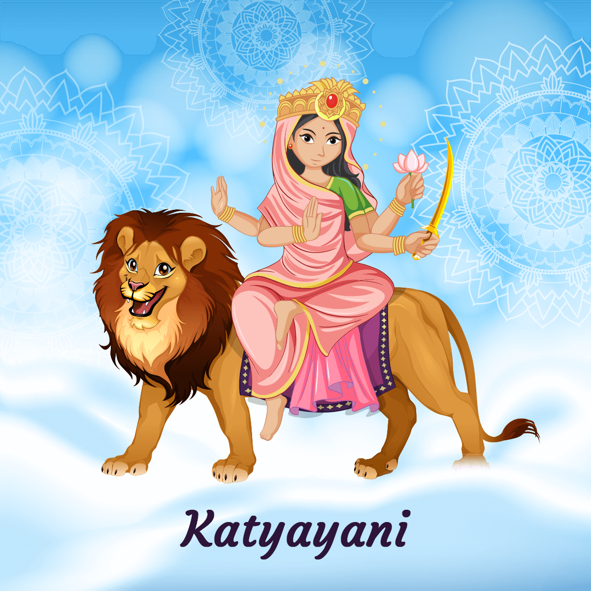 Maa Katyayani Puja. Happy navratri image, Navratri wallpaper, God illustrations