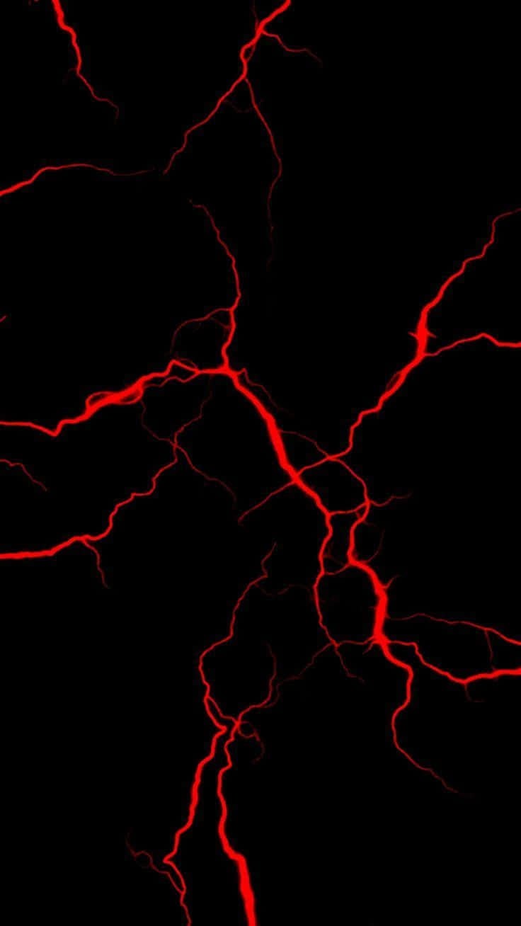 Download Black Red Neon Lightning Streaks Phone Wallpaper