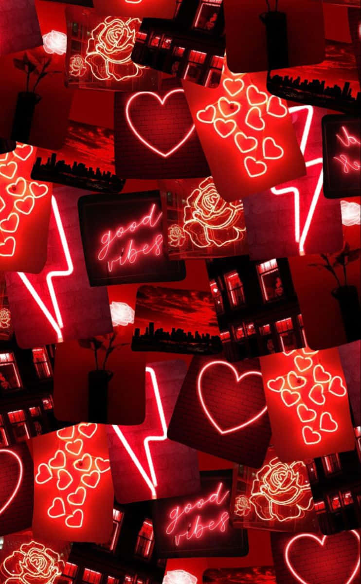 Download Black Red Neon Cute Led Signs Wallpaper