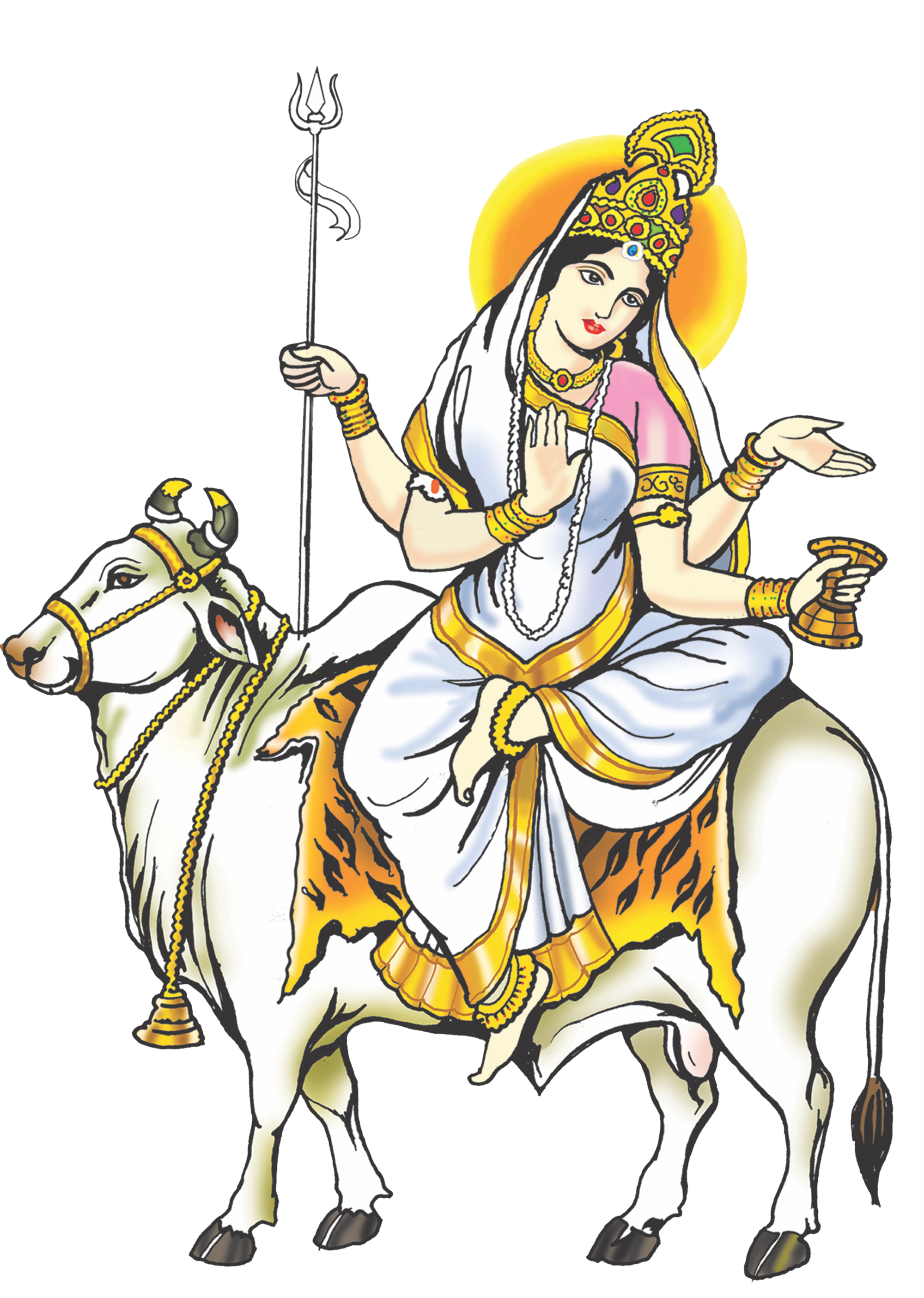 Mahagauri. God illustrations, Navratri devi image, Hinduism art