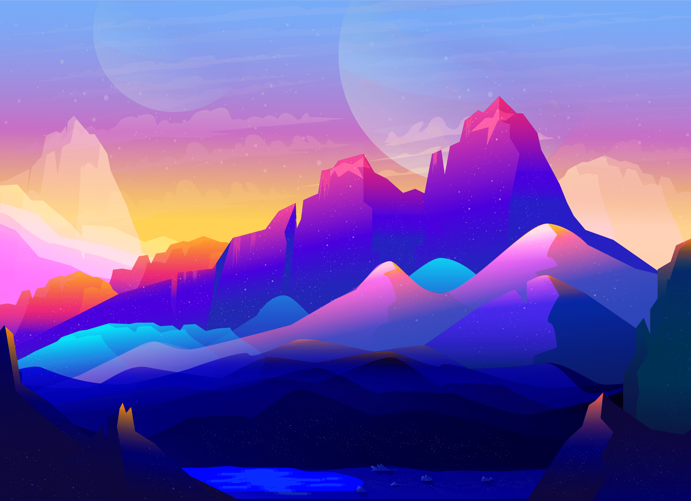 Neon Landscape Wallpaper
