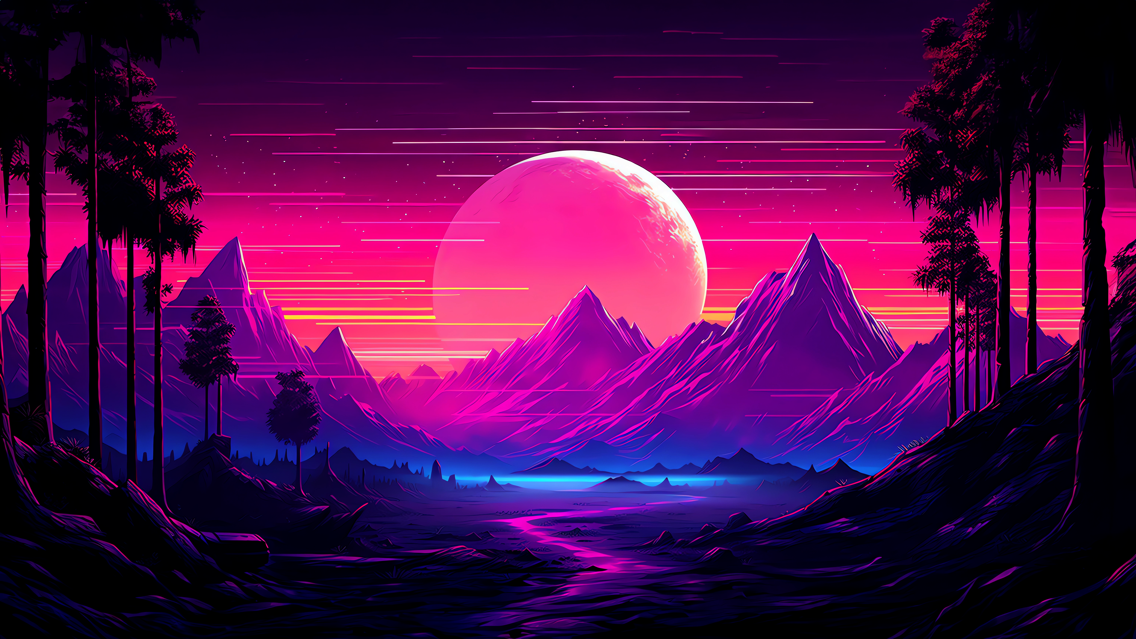 4K PC Wallpaper Tropical Night Landscape