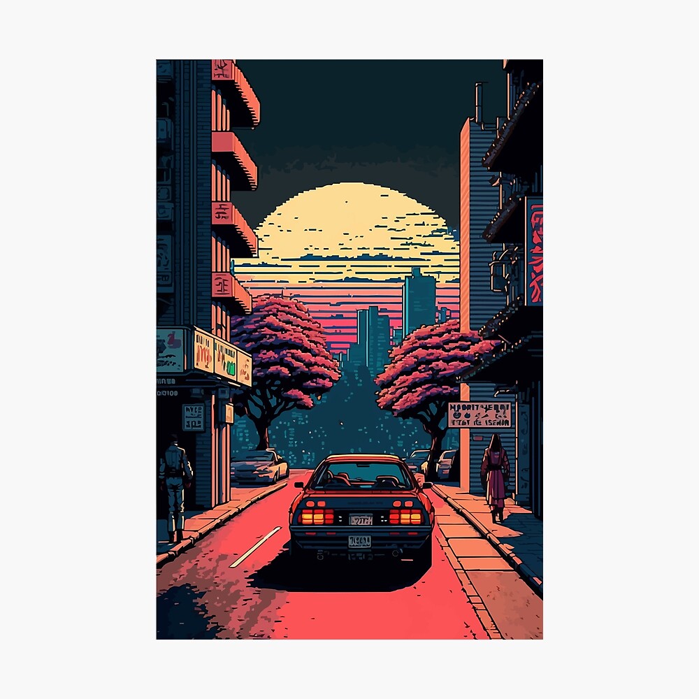 Sunset in Tokyo art Poster
