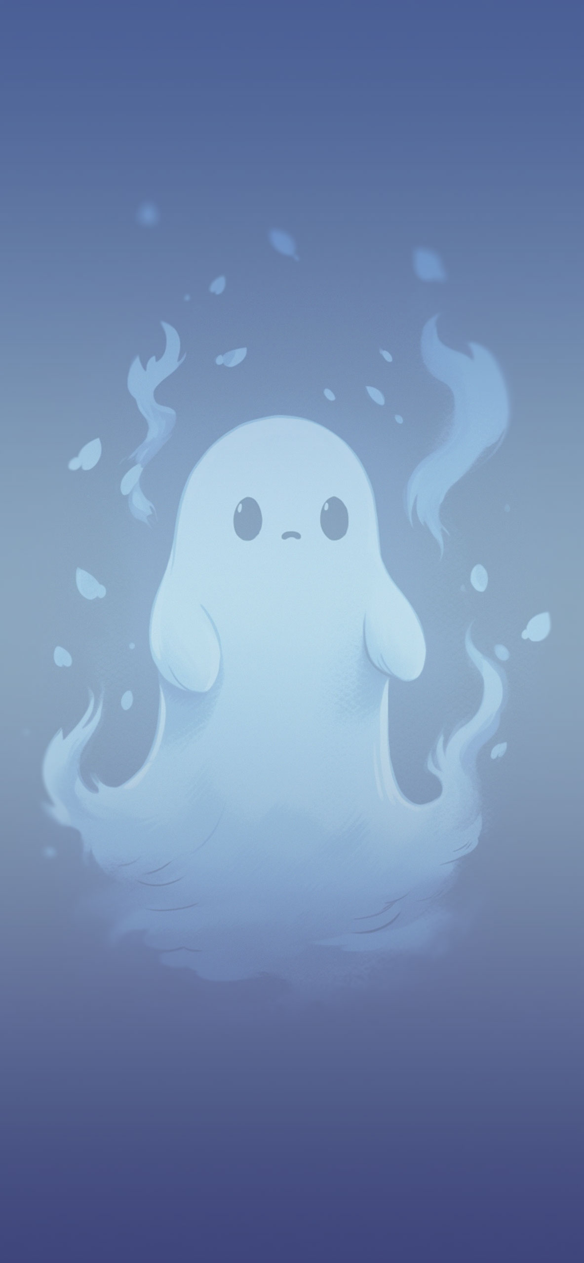 Sad Ghost Dark Blue Wallpapers - Aesthetic Halloween Wallpapers