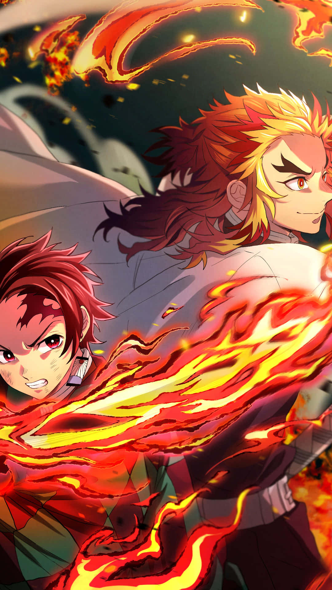 Download two anime characters with fire in their hands Wallpaper
