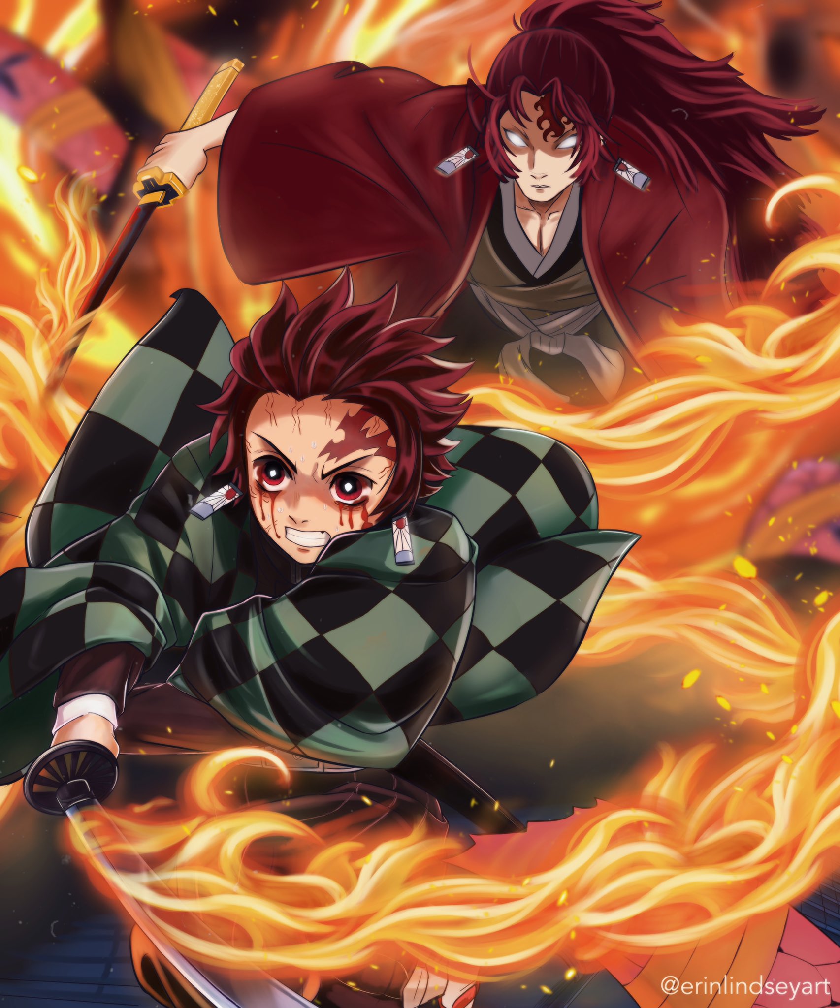 Rin☀️ - “There are times when I just can't back down!” #myart #kny #demonslayer #tanjiro #yoriichi