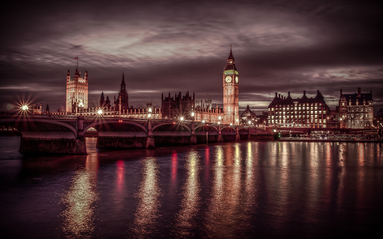 Desktop Wallpaper London Big Ben England Thames Bridges Night