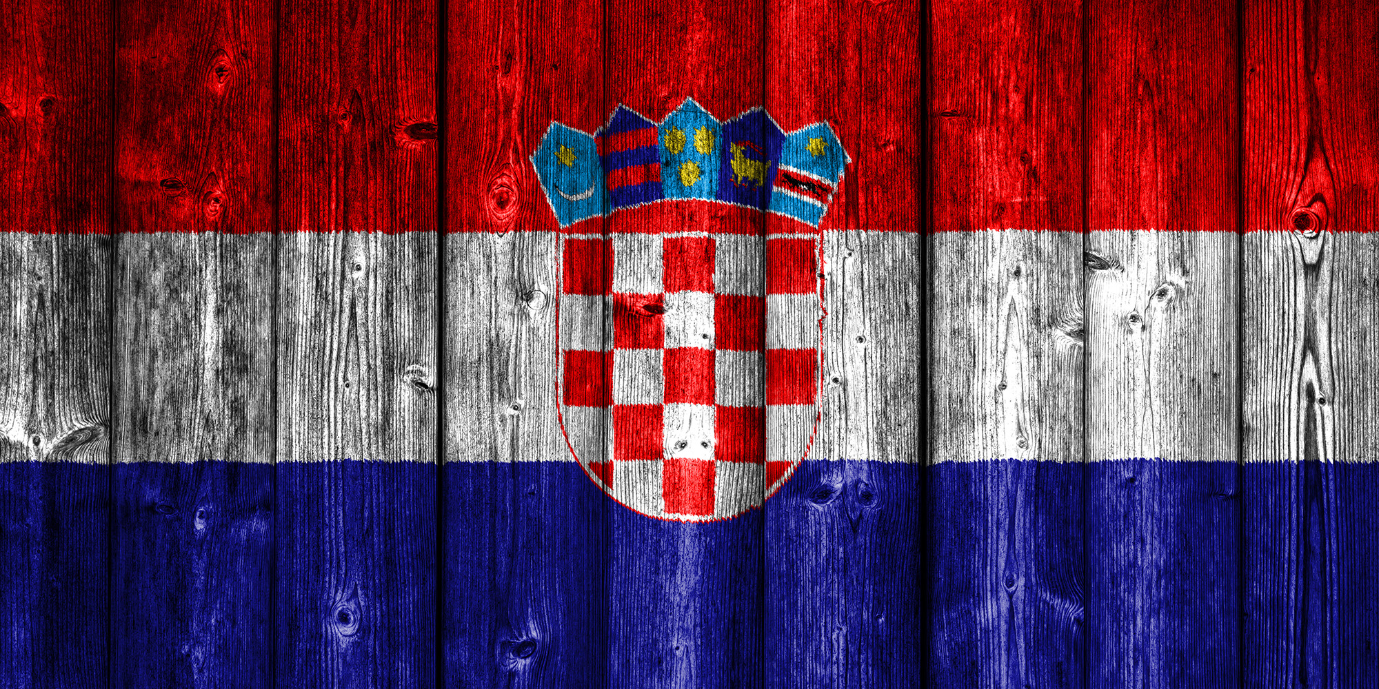 Flag of Croatia on wood