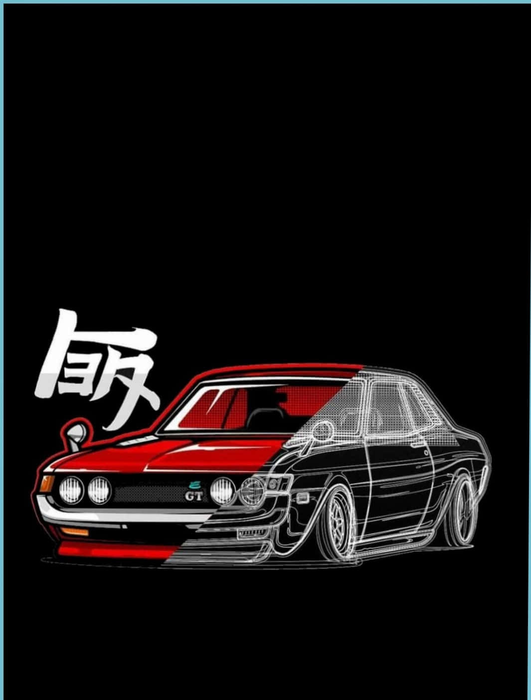 Download Jdm Art Retro Car Black Red Wallpaper