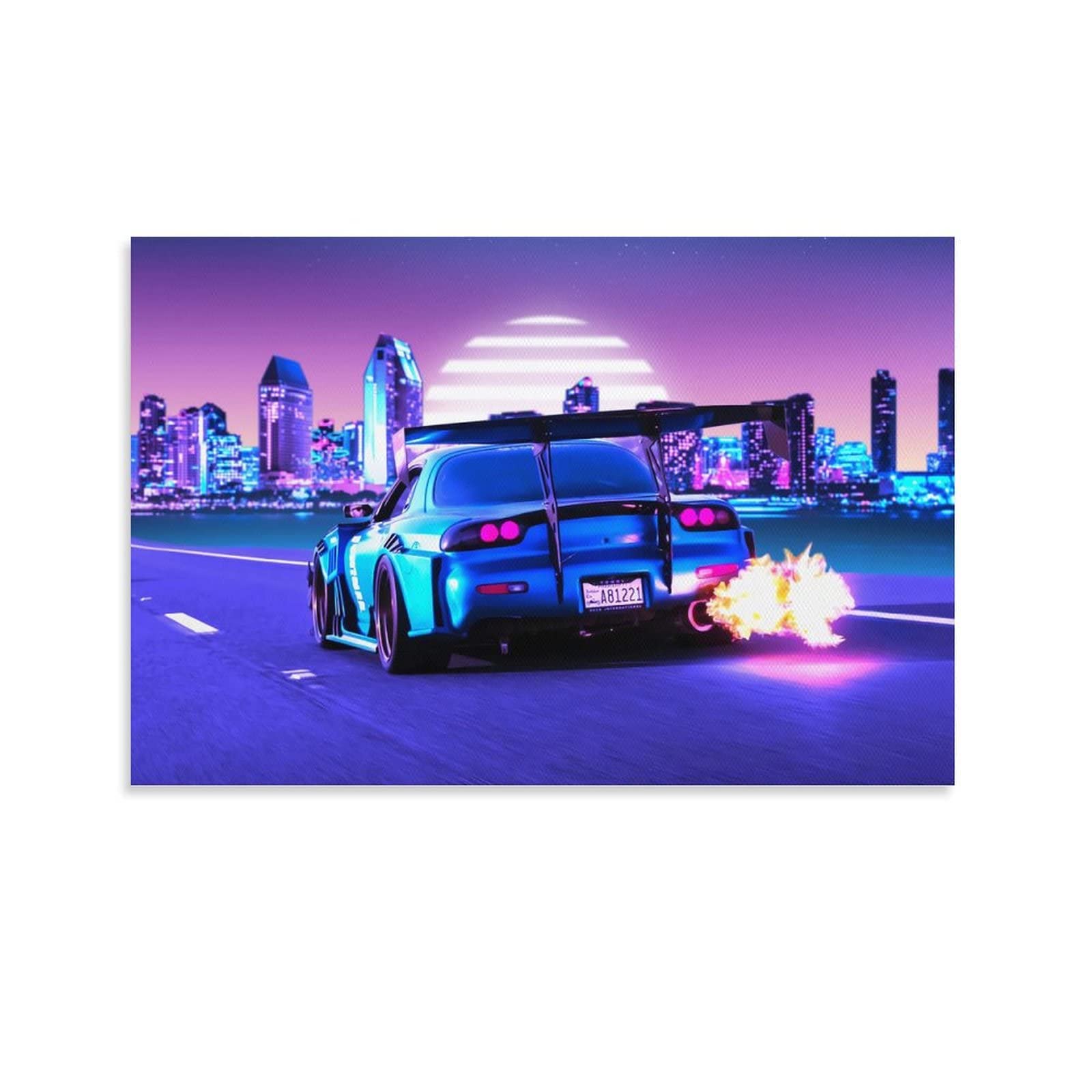 ZXIN JDM Car Poster RX 7 Widebody Turbo Sunset Aesthetic Canvas Art Wall Poster Picture Modern Office Family Bedroom Decorative Posters 16x24inch(40x60cm): Posters & Prints