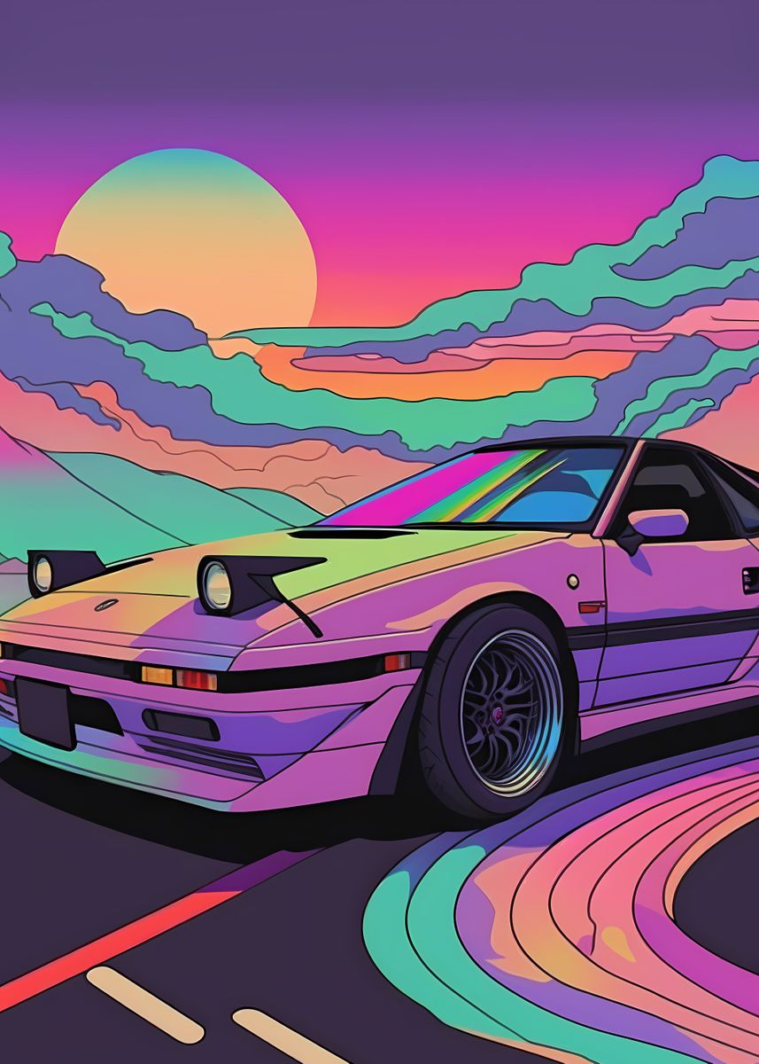 Colorful JDM Sports Car' Poster