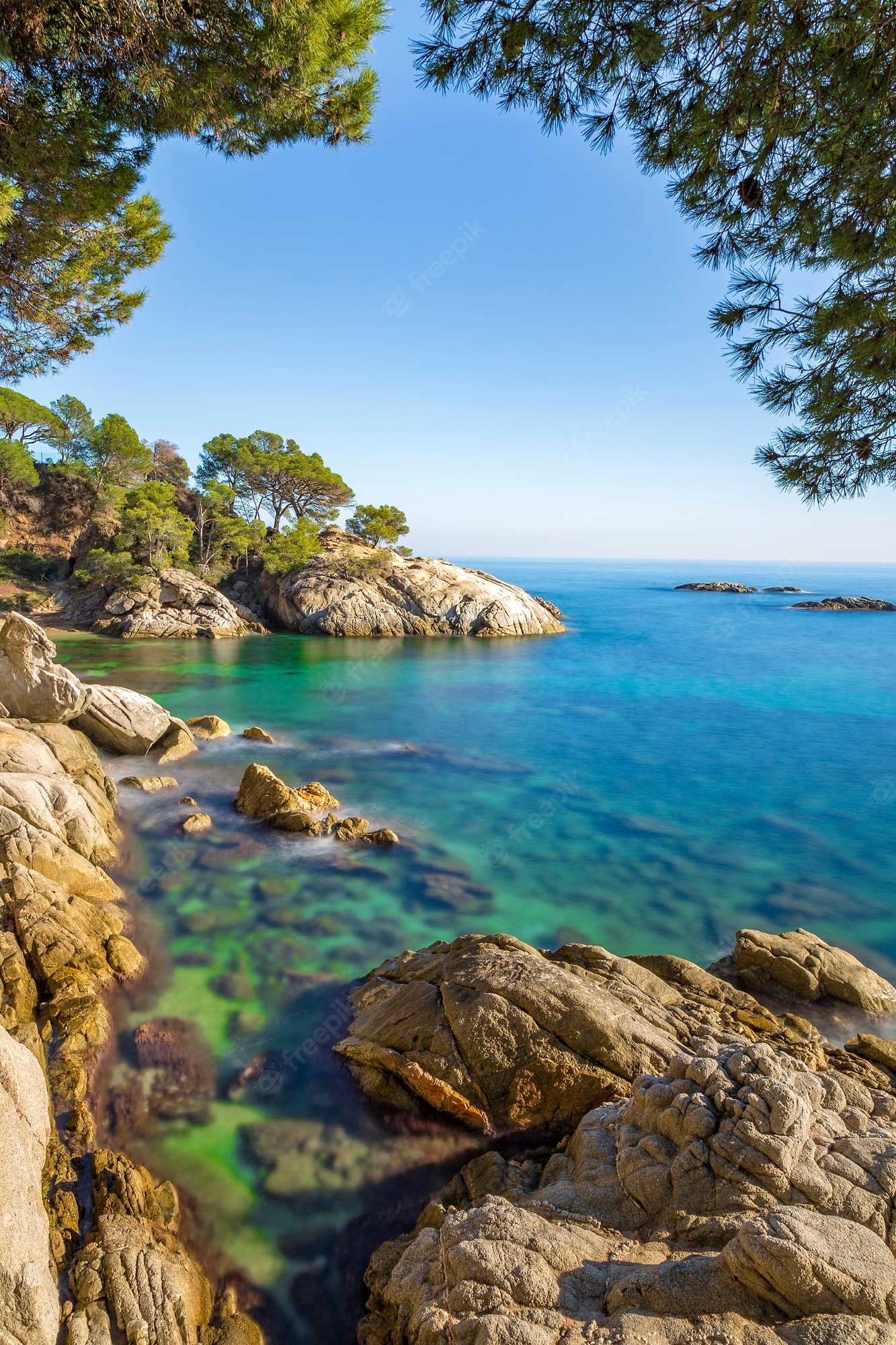 Premium Photo. Nice landscape of the spanish coastal in costa brava, playa de aro
