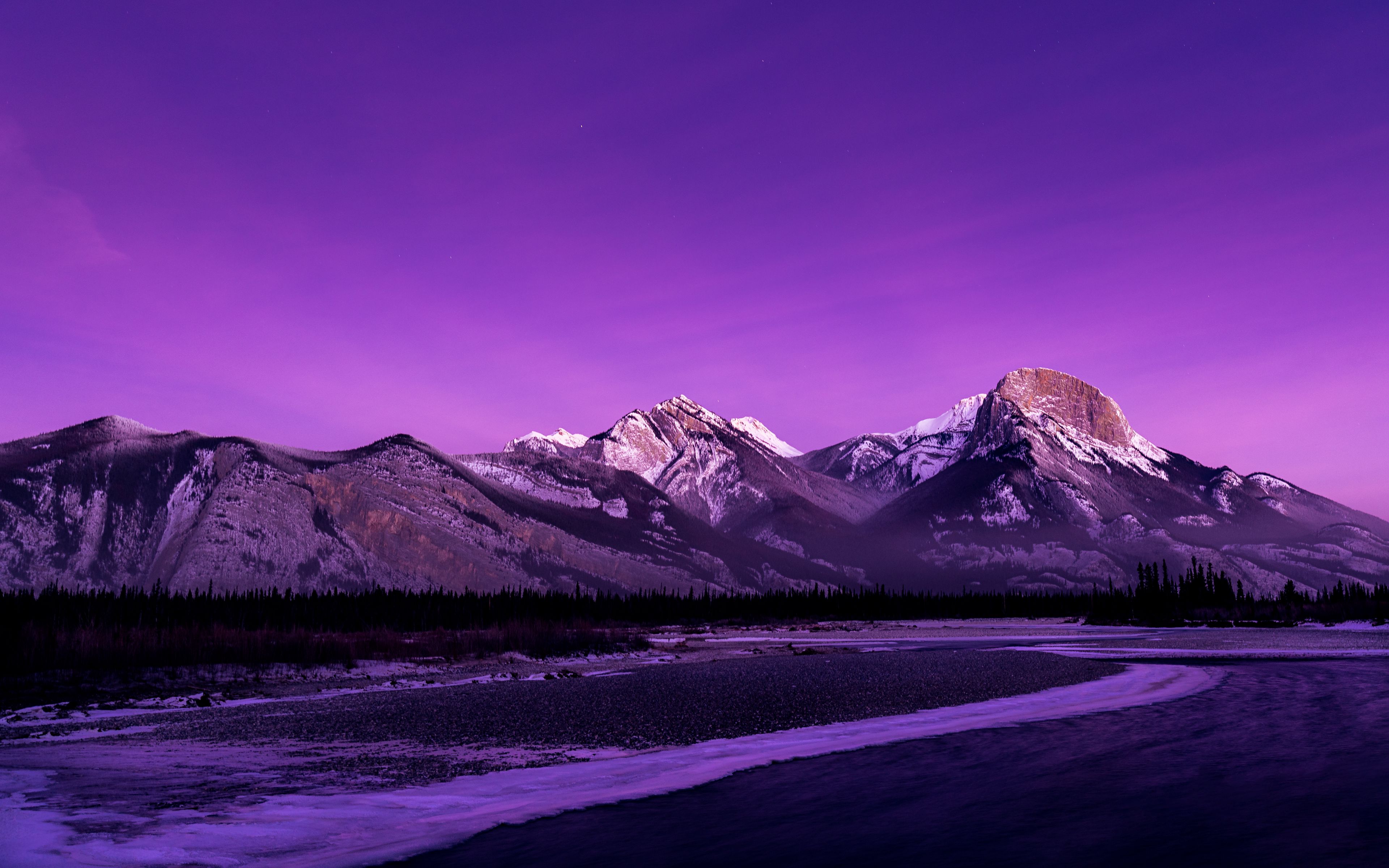 Download wallpaper 3840x2400 mountains, peaks, dusk, purple 4k ultra HD 16:10 HD background