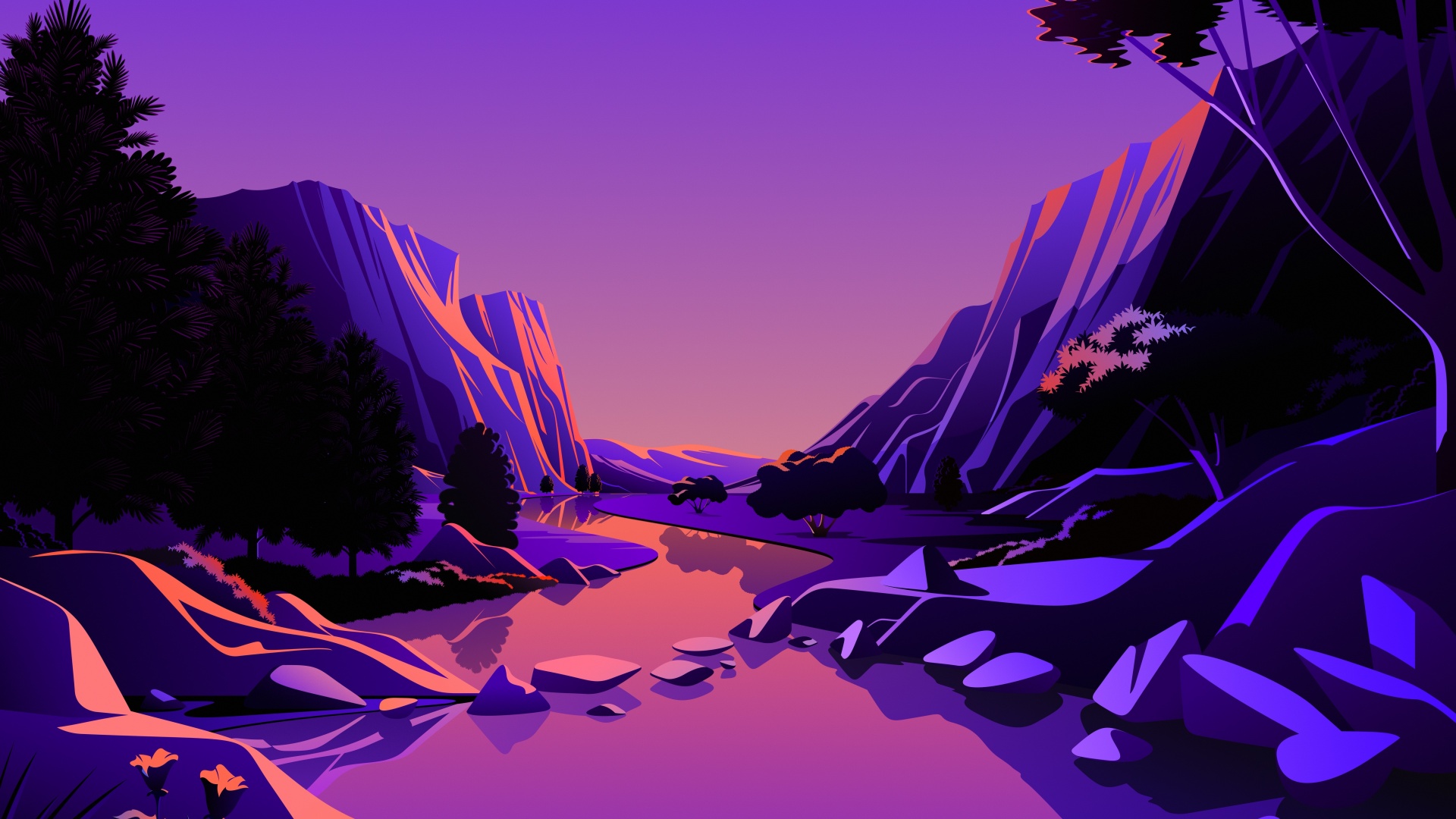 Lake Wallpaper 4K, macOS Big Sur, Mountains, Rocks