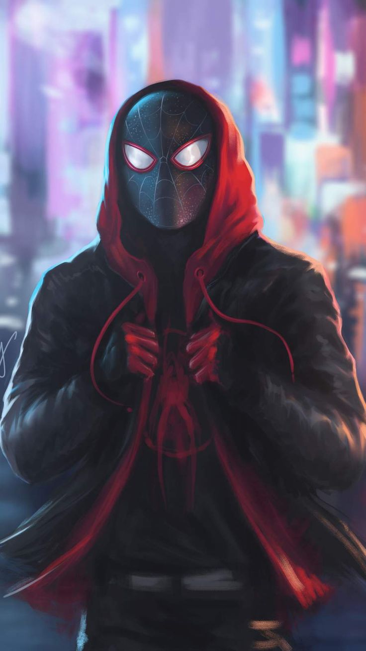 Miles Morales Spiderman In Hoodie IPhone Wallpaper. Spiderman personajes, Spiderman dibujos animados, Peliculas de los vengadores