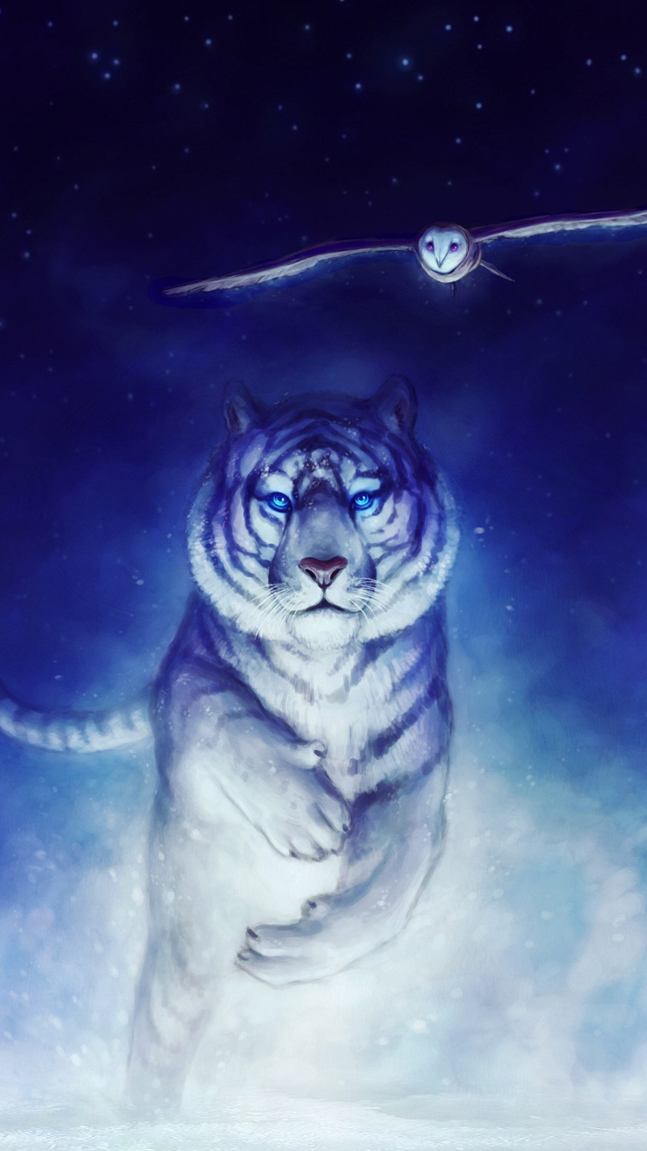 Tiger, Owl, Animals, Digital Art, 4k Gallery HD Wallpaper