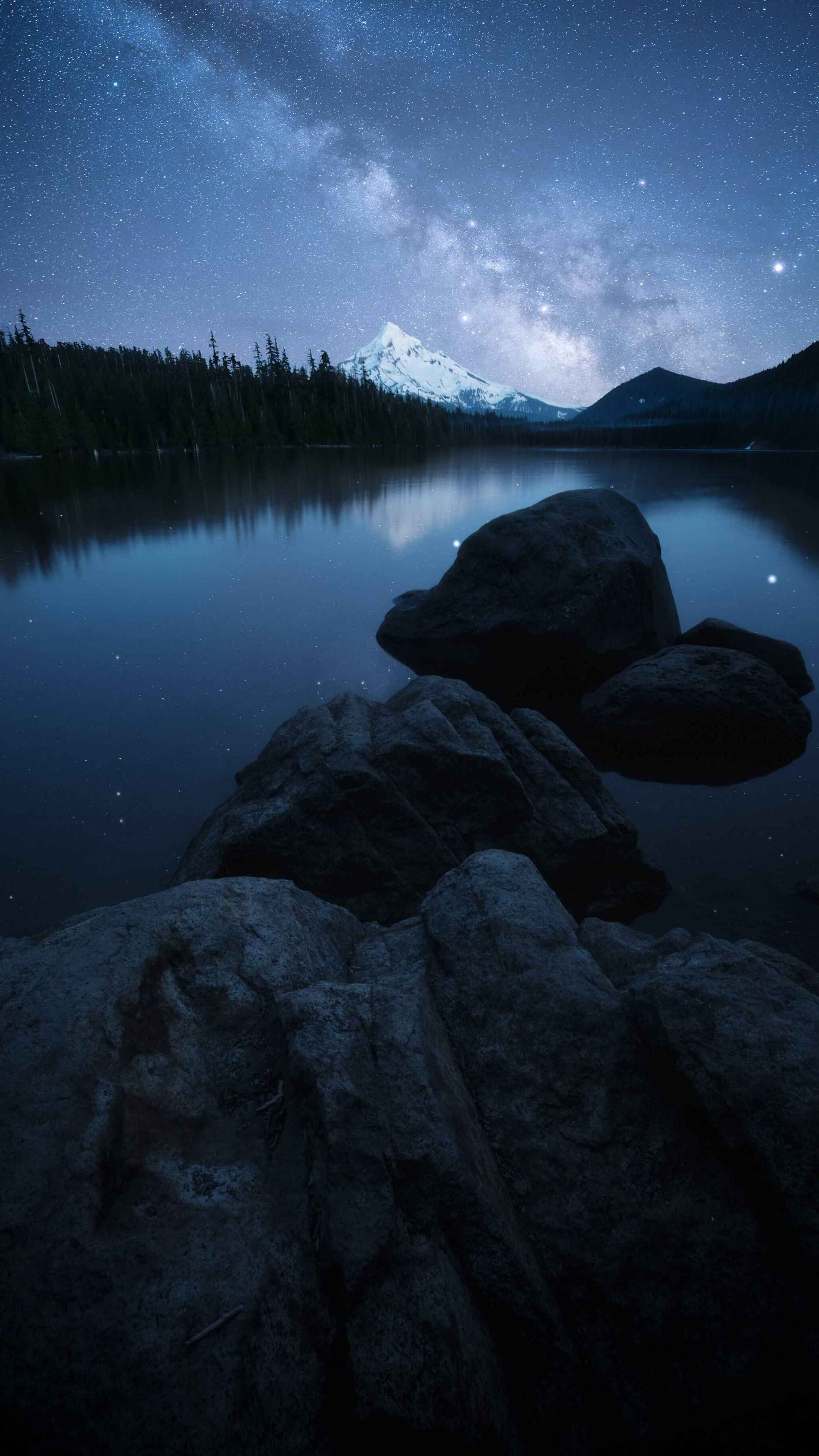 Night Lake Nature iPhone Wallpaper