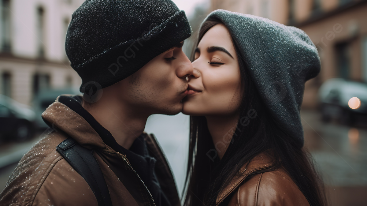 Two People Kissing In The Street Background, Picture Of A Kiss Background Image And Wallpaper for Free Download