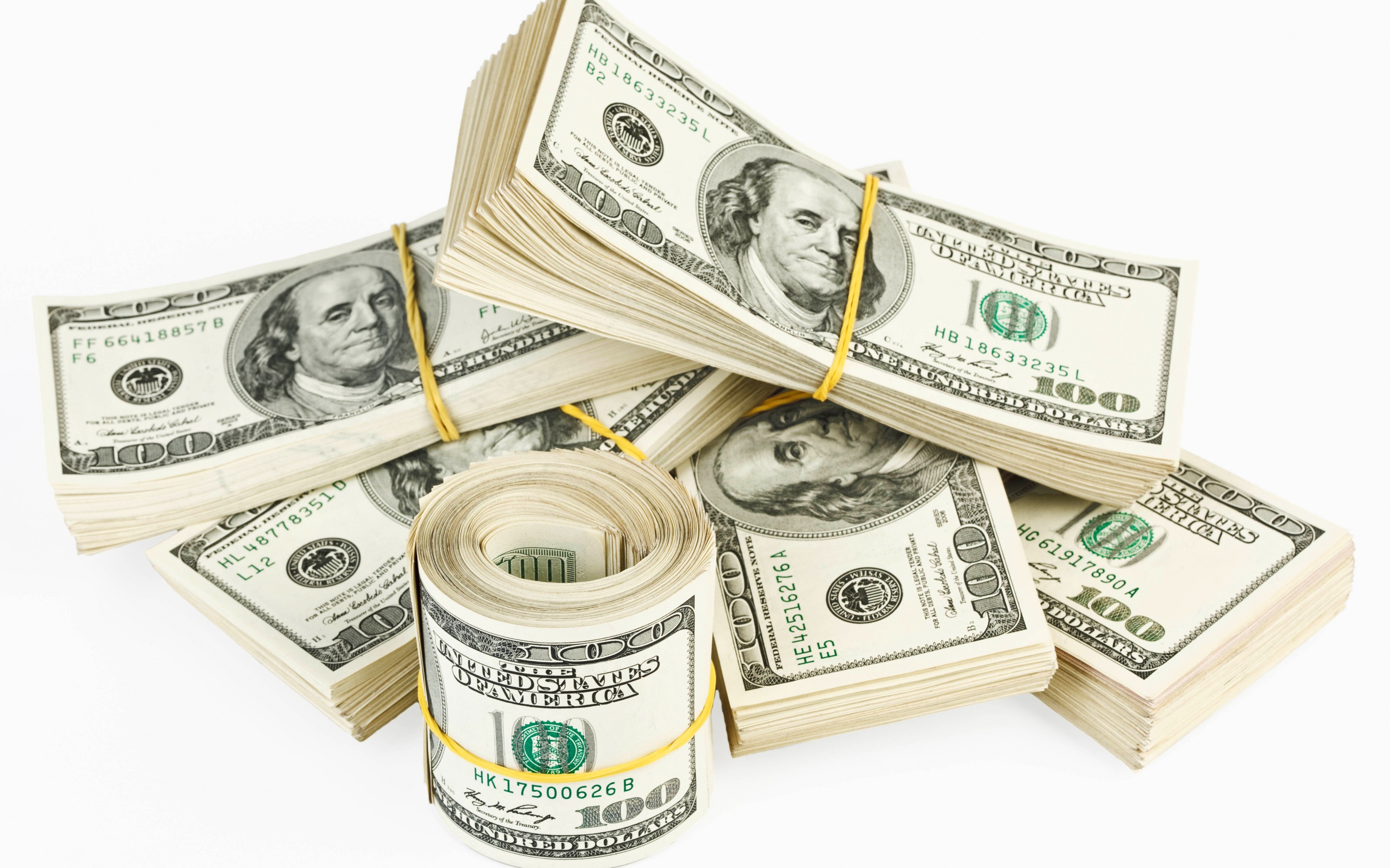 4K, Money, Banknotes, Dollars, White background Gallery HD Wallpaper