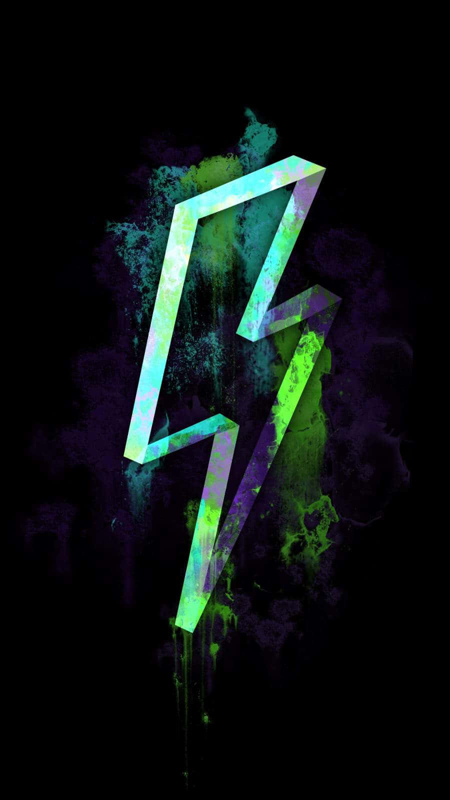 Download A Green And Blue Lightning Bolt On A Black Background Wallpaper