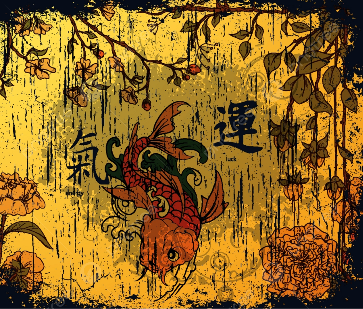 Vector Japanese Background With Koi Fish, Koi, Old, Decoration Background Image And Wallpaper for Free Download
