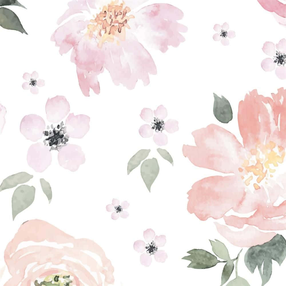 Download Pastel Pink Cute Floral Painting Wallpaper