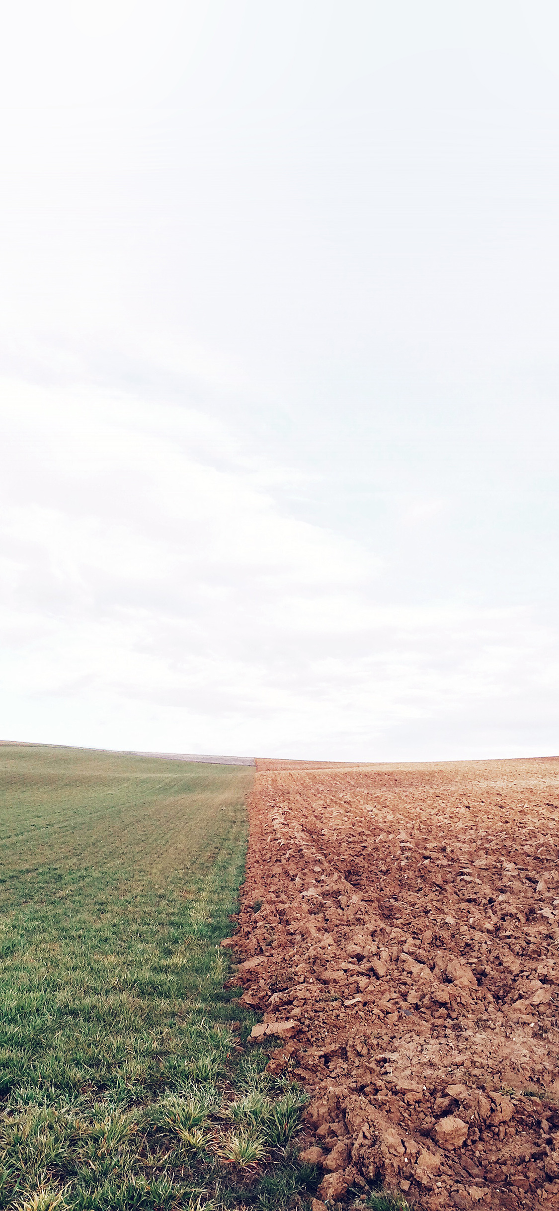 iPhone X wallpaper. barren land green field nature blue