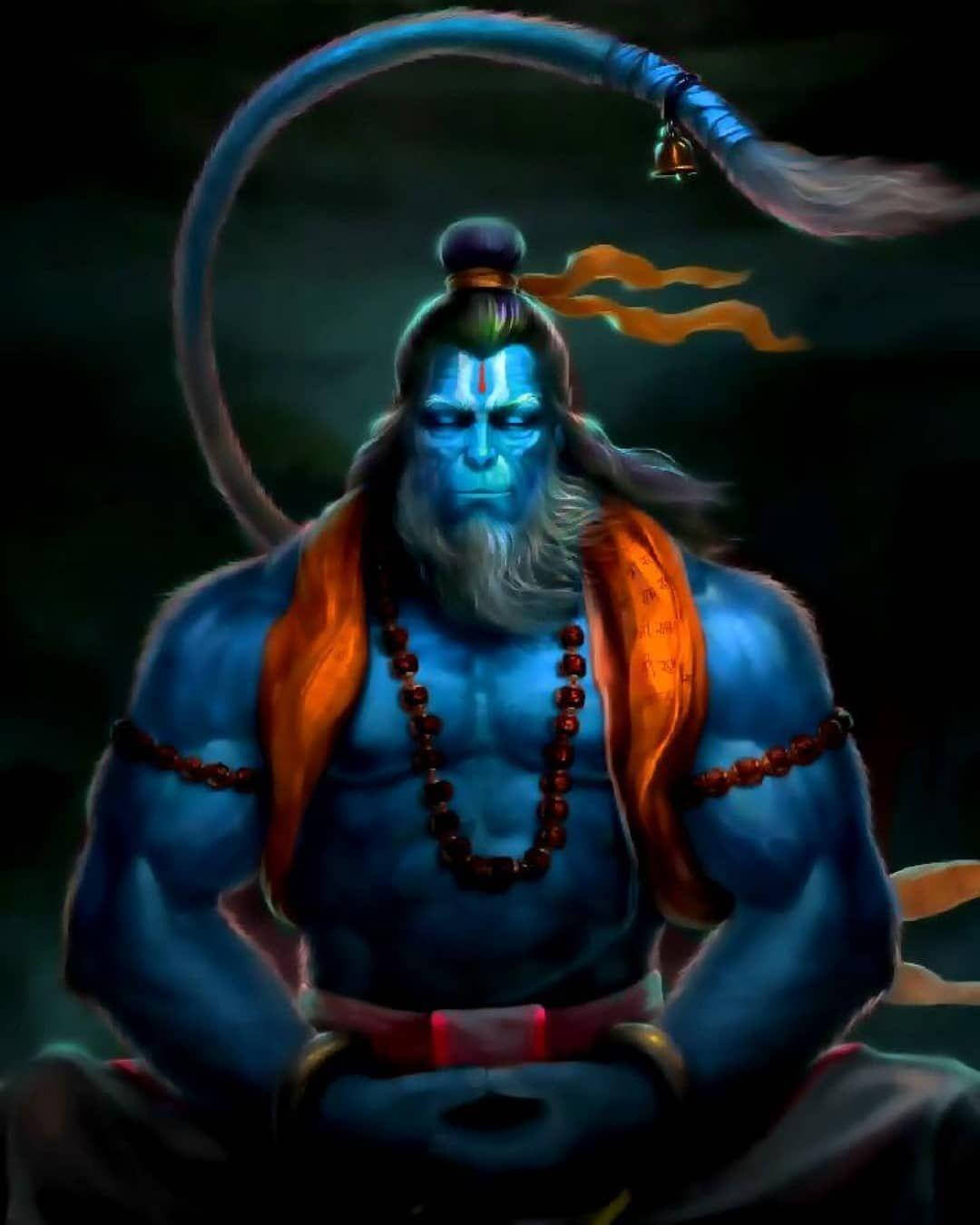 Download Lord Hanuman With Blue Skin HD Wallpaper