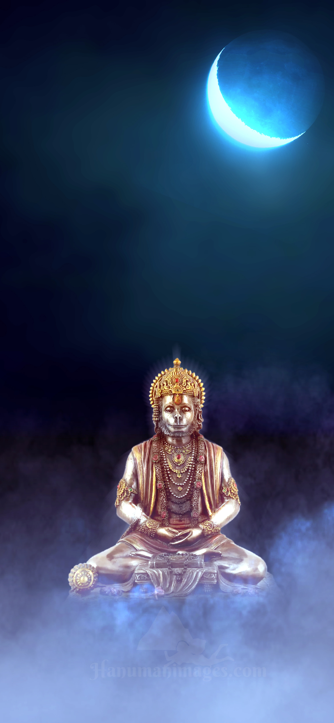 bajrangbali image in blue moon night