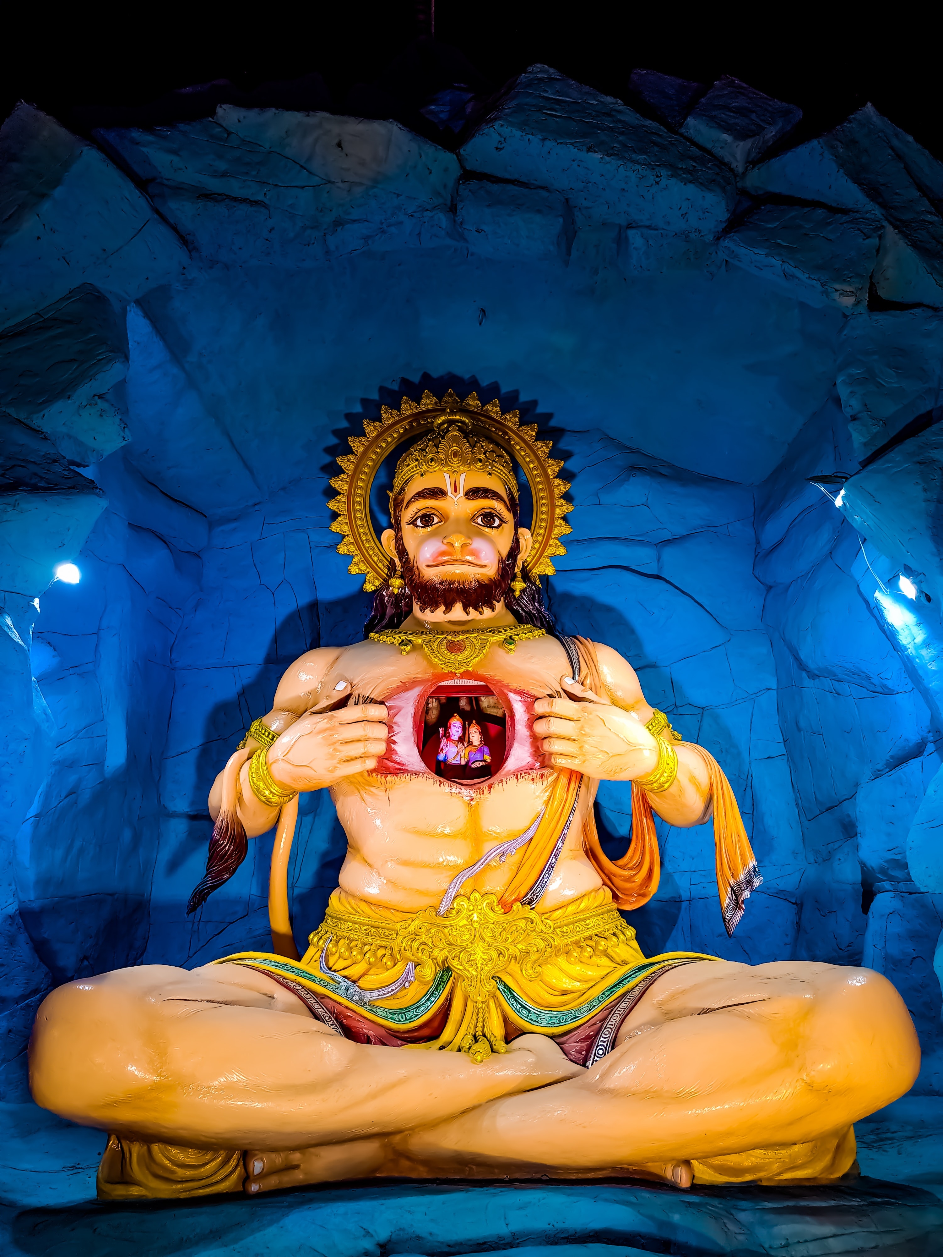 Hanuman Photo With Blue Wall Background Wallpaper Download