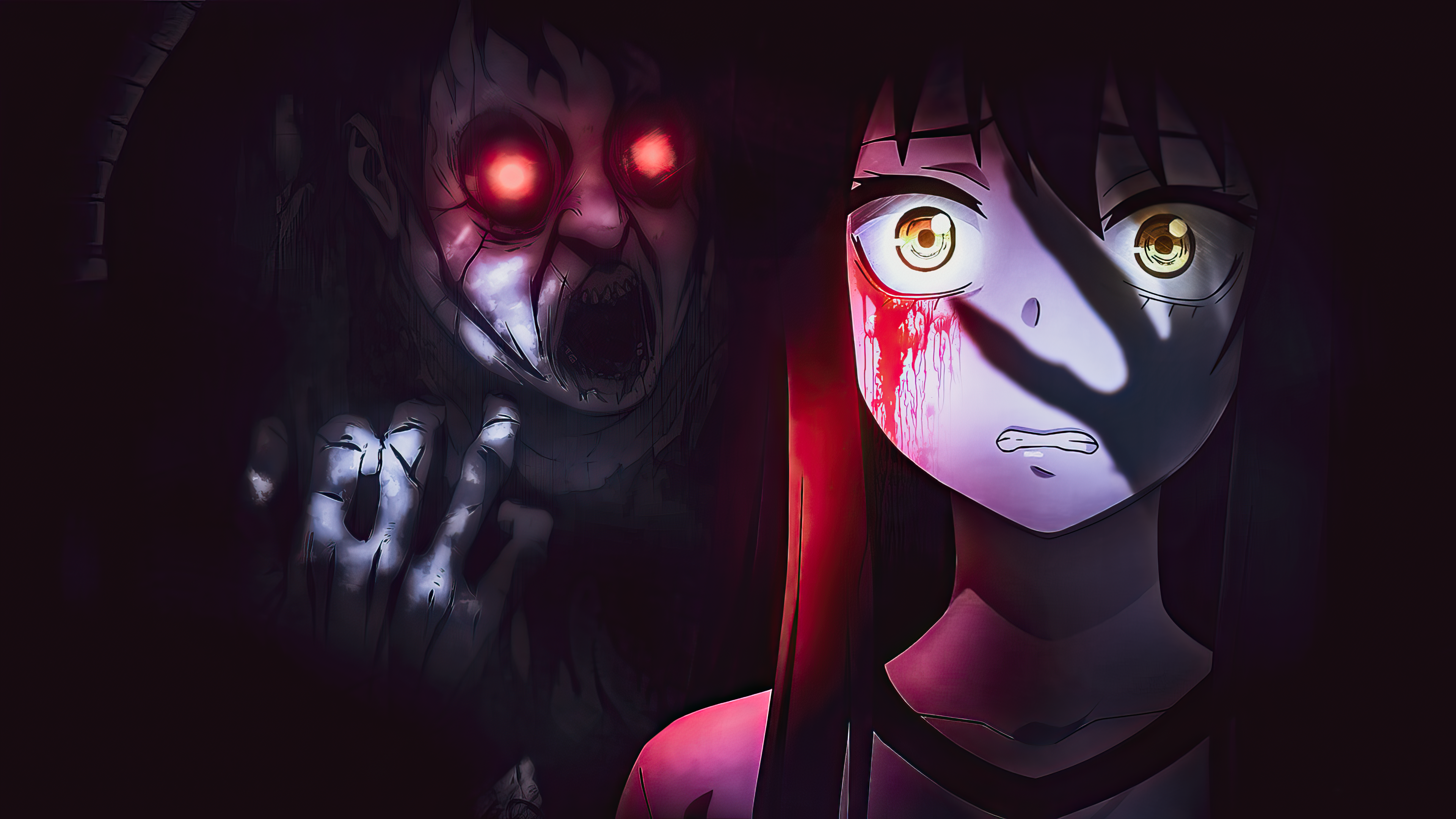 Mieruko Chan Anime Girls Anime Horror Anime Creature Wallpaper:3840x2160