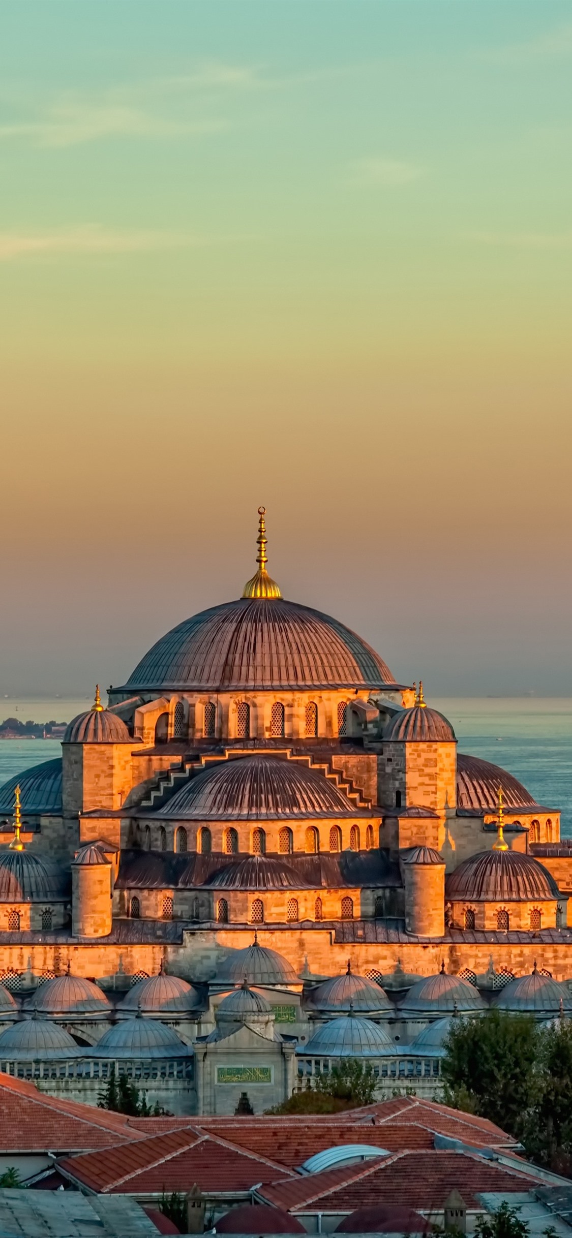 Turkey, Istanbul, Mosque, Sea, Sunset 1125x2436 IPhone 11 Pro XS X Wallpaper, Background, Picture, Image