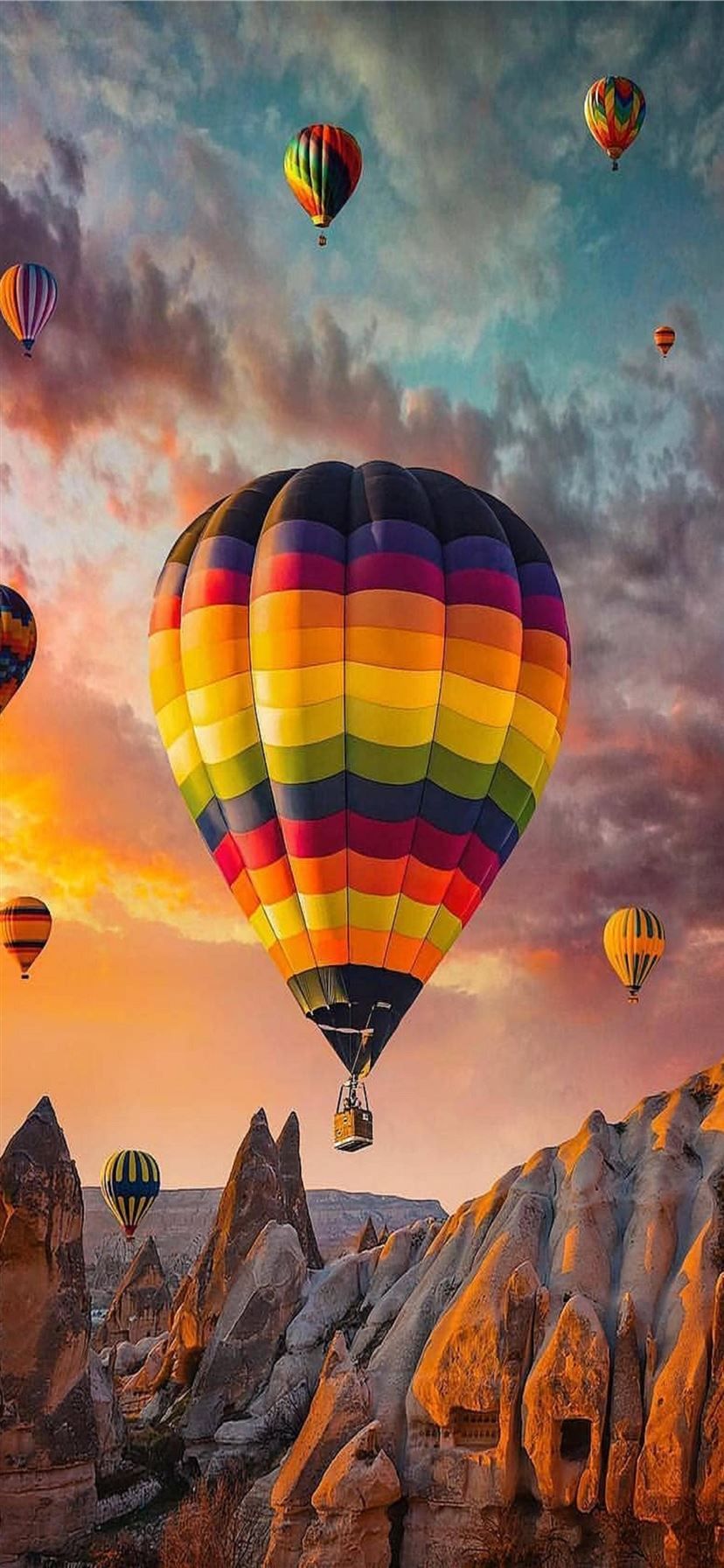 Cappadocia iPhone 11 Wallpaper. Фоновые рисунки, Пейзажи, Воздушные шары