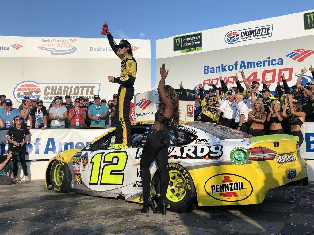 Ryan Blaney wins the Inaugural race at the Charlotte Motor Speedway Roval 2018. Monster energy nascar, Nascar cup series, Racing