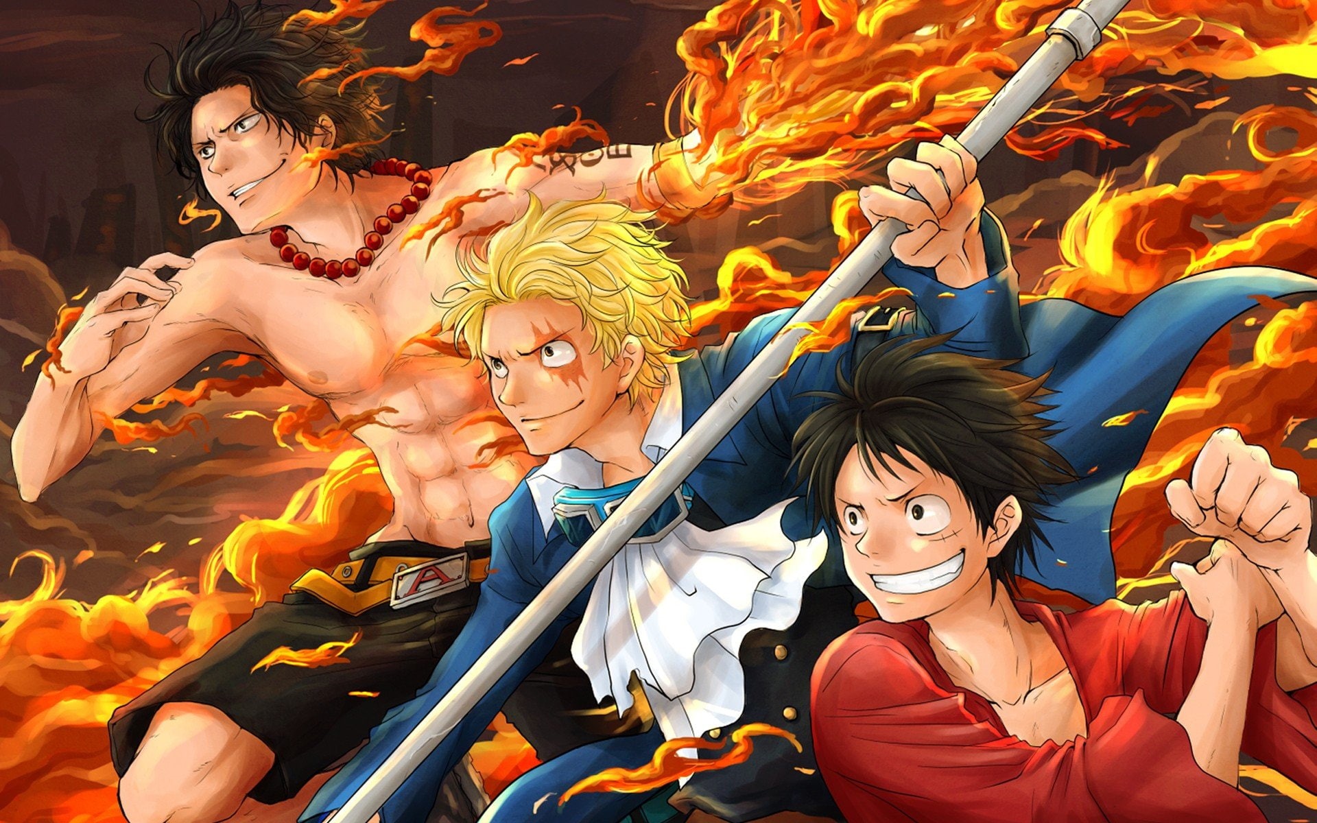 Wallpaper / Monkey D. Luffy, Portgas D. Ace, 1080P, Manga, One Piece, Sabo free download